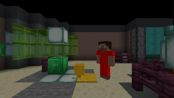 A killed crewmate's body left in a room with a gold indicator above it.
