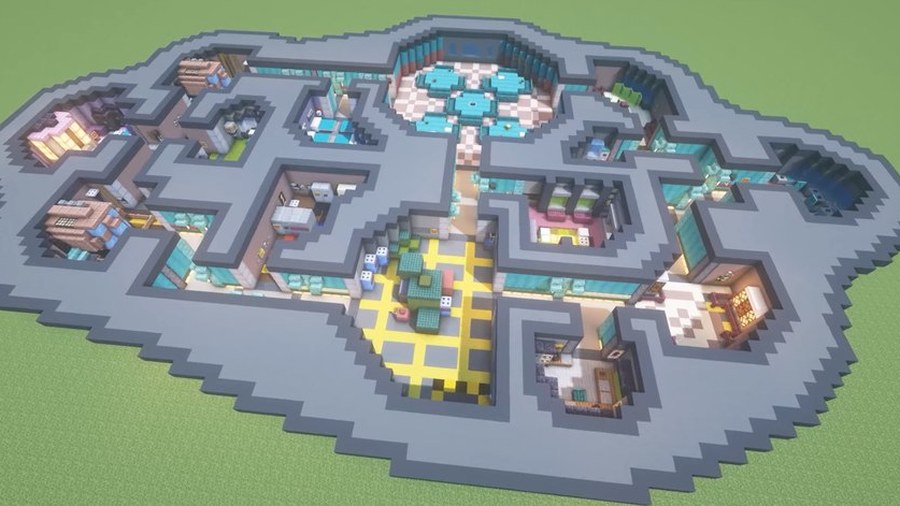 Bird's-eye render of the whole map, showing rooms and connecting corridors.